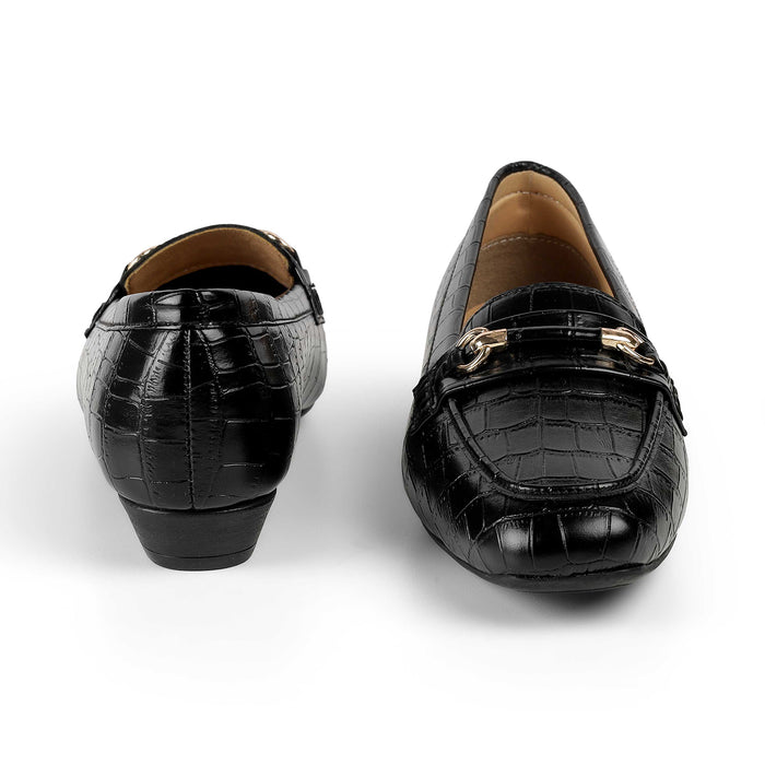 Tresmode Croco Black Women's Dress Loafers