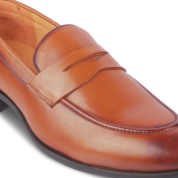 Dawson Tan Men's Formal Leather Penny Loafers Tresmode