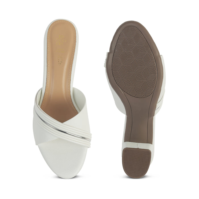 Tresmode Driv White Women's Dress Block Heel Sandals