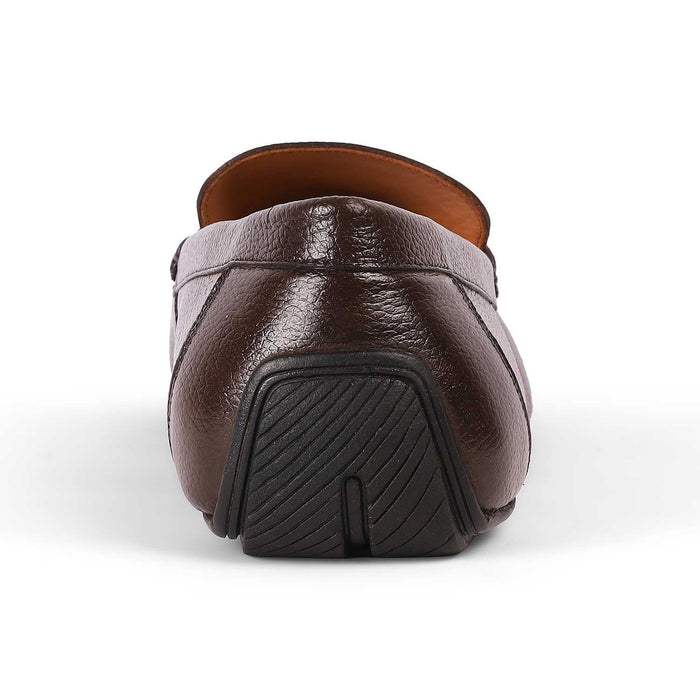 Event Brown Men's TPR Sole Leather Driving Loafers Tresmode