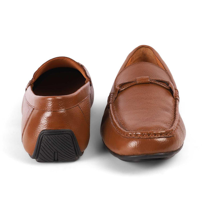 Event Tan Men's Almond Shape Leather Loafers Tresmode