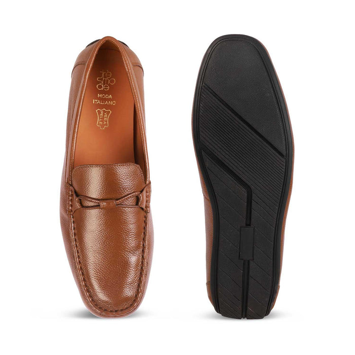 Event Tan Men's Semi-Casual Leather Loafers Tresmode