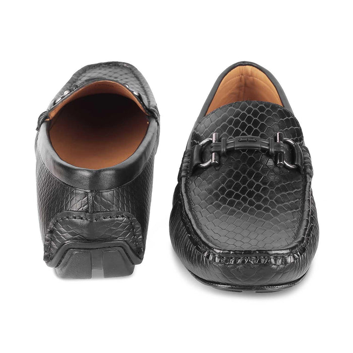 Ferro Black Men's Ultra-Comfortable Leather Driving Loafers Tresmode