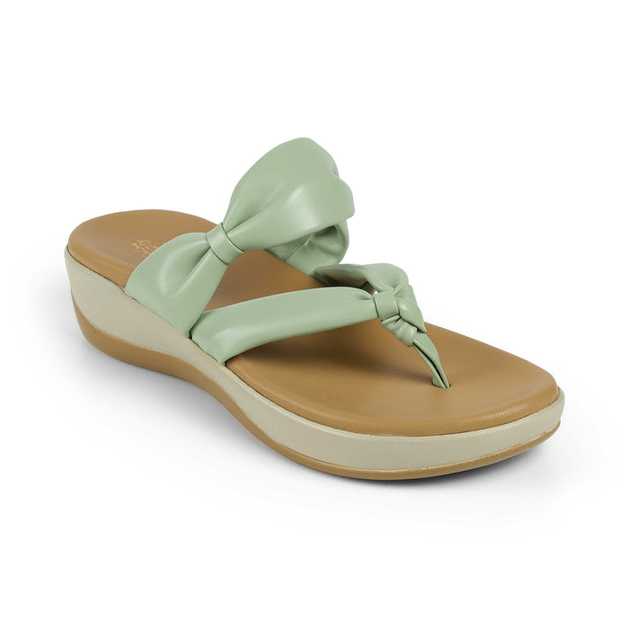 Tresmode Genew Green Women's Casual Wedge Heel Sandals