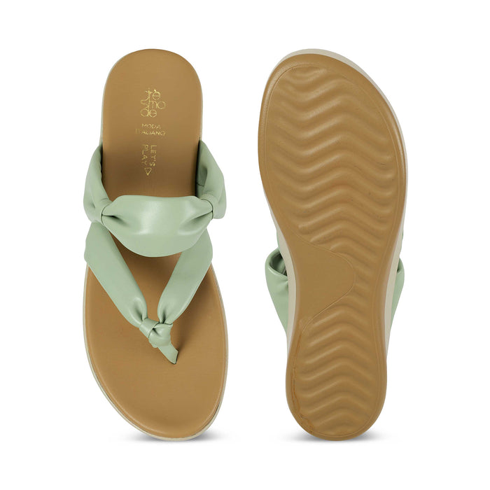 Tresmode Genew Green Women's Casual Wedge Heel Sandals