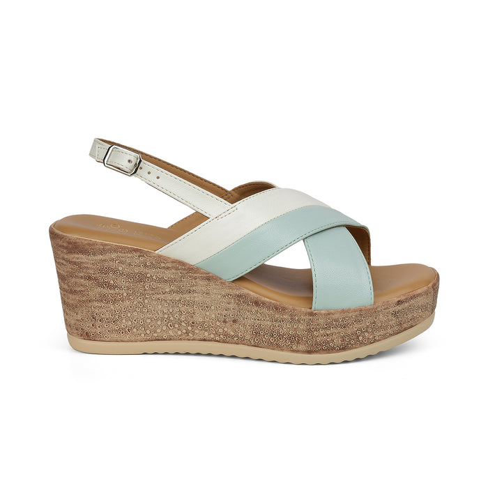 Tresmode Glam Blue Women's Dress Wedge Sandals