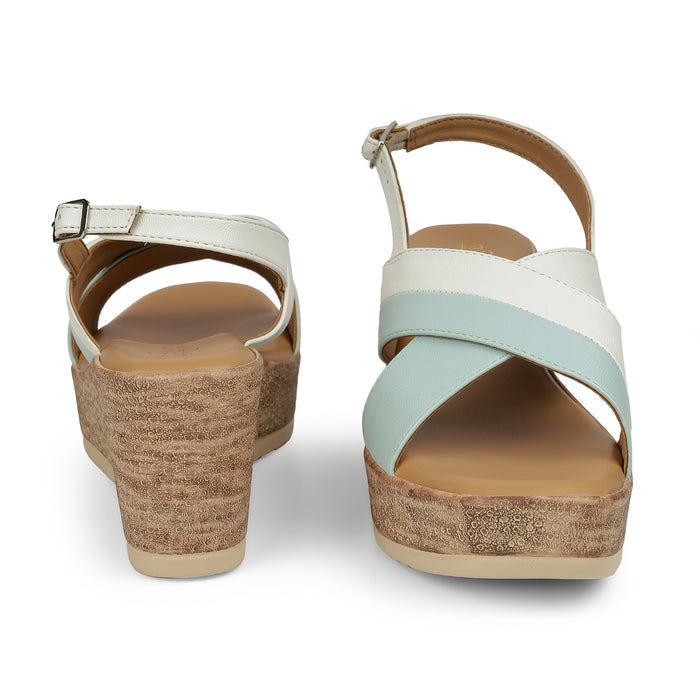 Tresmode Glam Blue Women's Dress Wedge Sandals