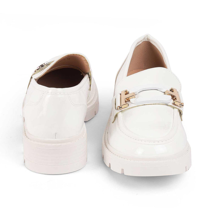 Gstaad White Women's Versatile Chunky Sole Loafers Tresmode