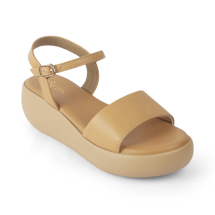 Women's Beige Wedge Heel Sandals Tresmode