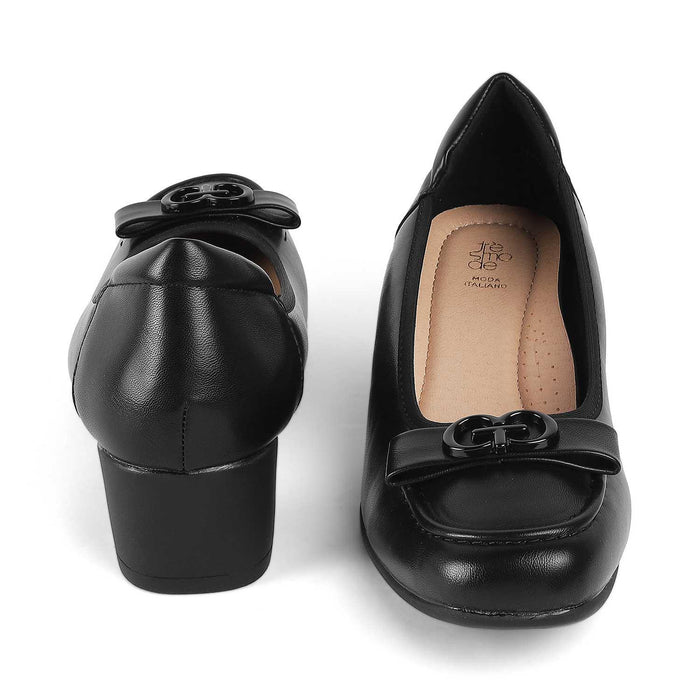 Jacob Black Women's Vegan-Friendly Block Heel Pumps Tresmode