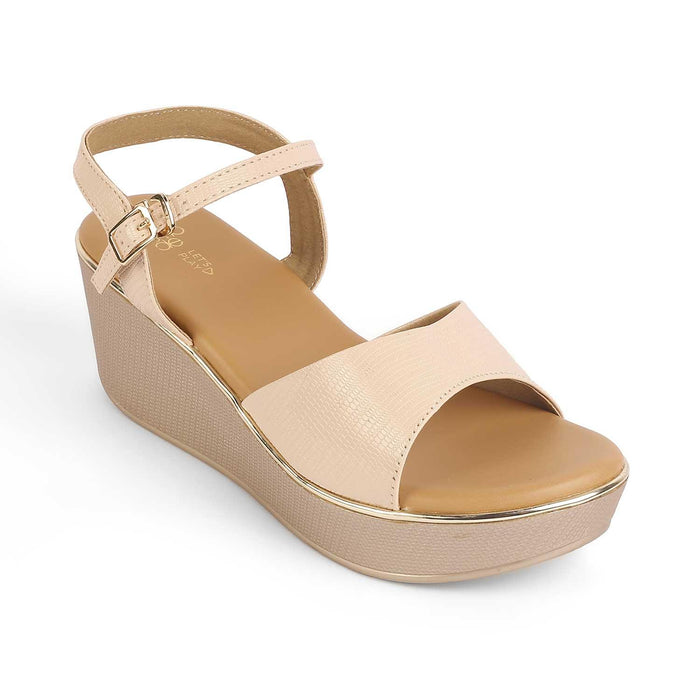 Lannes Beige Women's Round Shape Wedges Tresmode