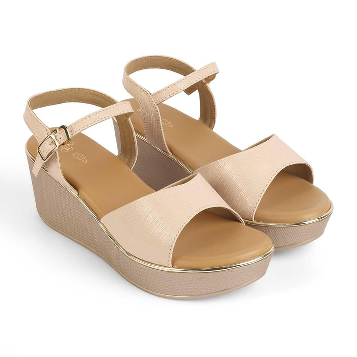 Lannes Beige Women's Versatile Wedge Sandals Tresmode