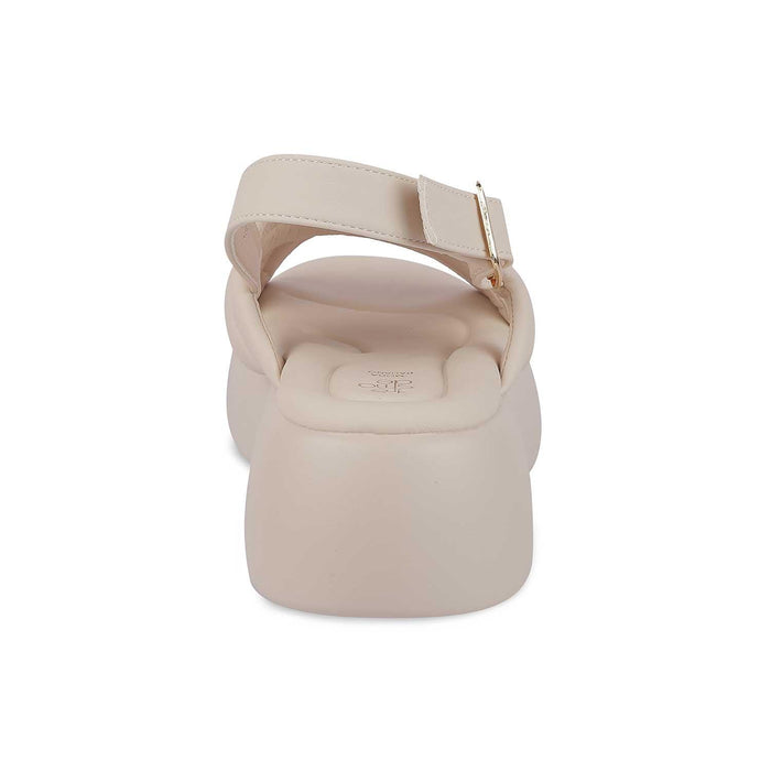 Lonir Beige Women's Vegan-Friendly Wedge Sandals Tresmode