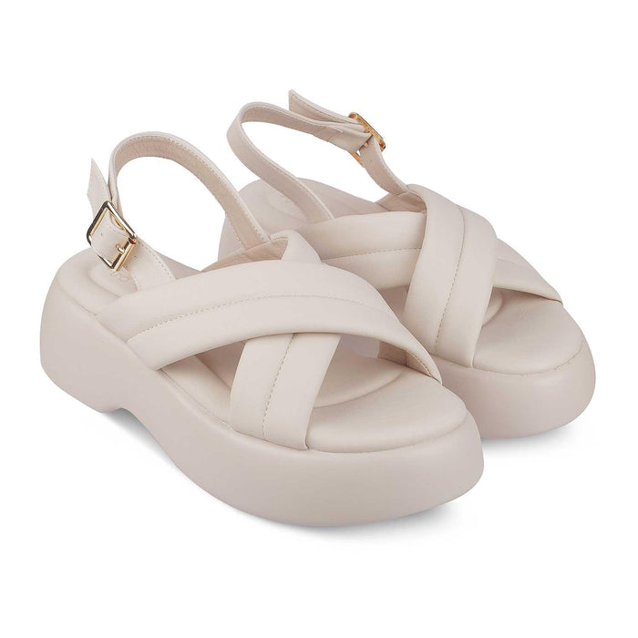 Lonir Beige Women's Super Comfortable Wedge Sandals Tresmode