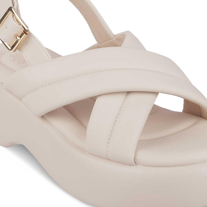 Lonir Beige Women's Dress Wedge Sandals Tresmode