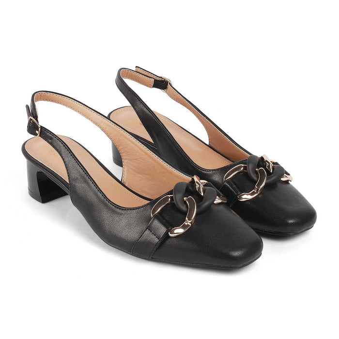 Lovee Black Women's Vegan-Friendly Block Heel Pumps Tresmode
