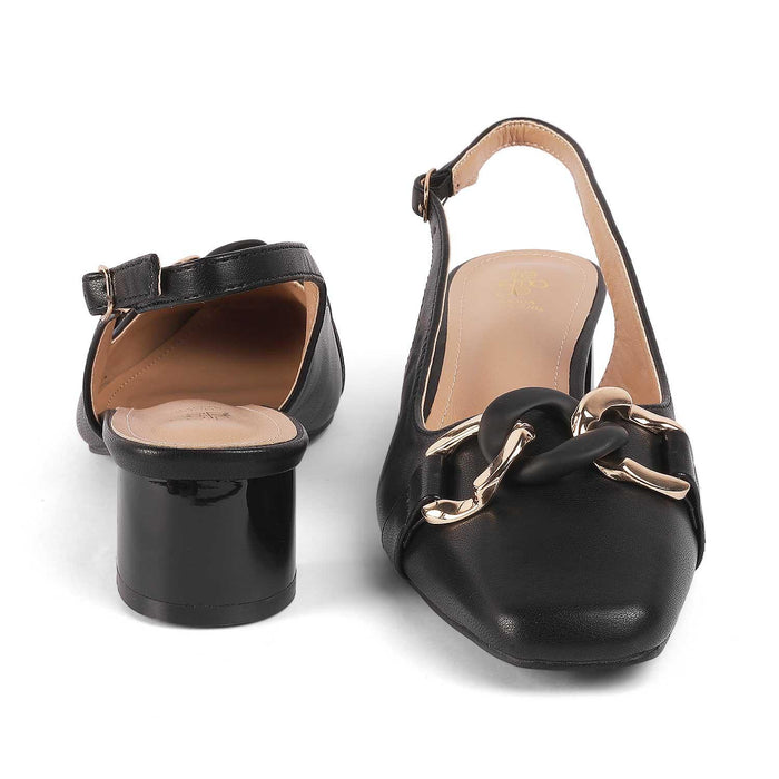 Lovee Black Women's Stylish Block Heel Pumps Tresmode