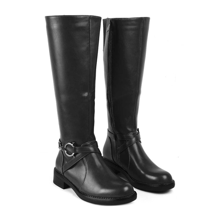 Luc Black Women's TPR Sole Knee-length Boots Tresmode