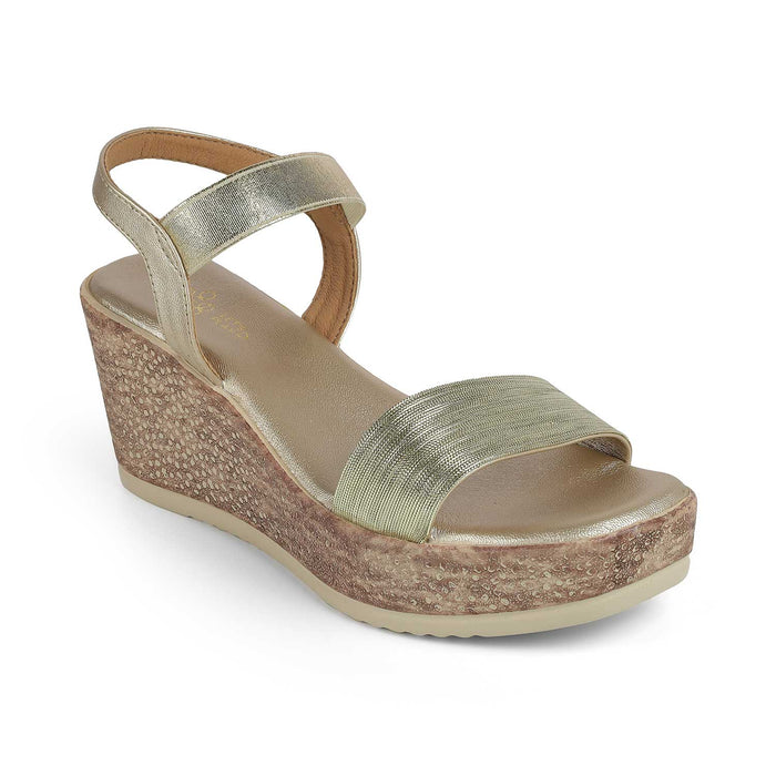 Women's Gold Wedge Heel Sandals Tresmode