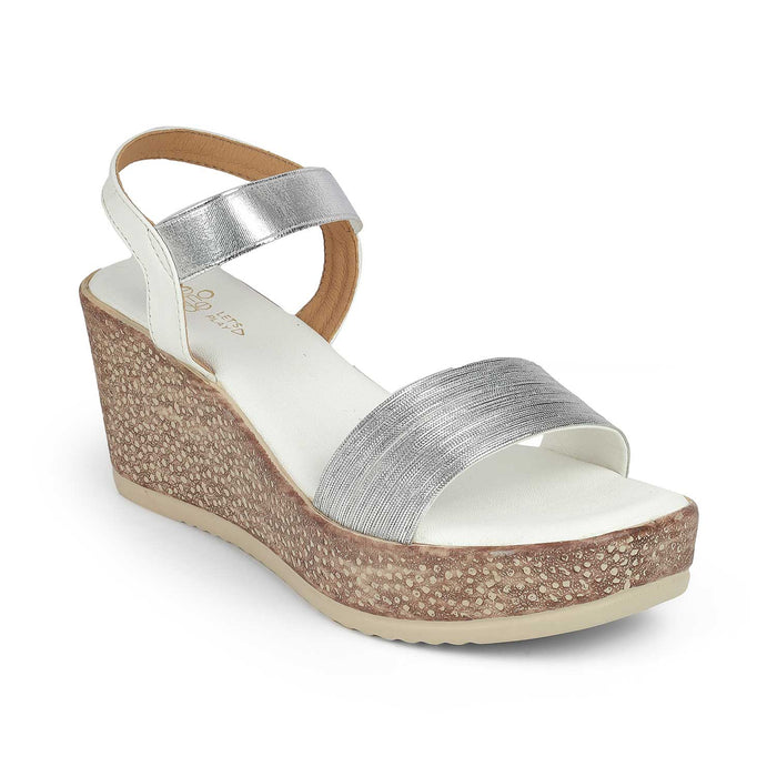Women's Silver Wedge Heel Sandals Tresmode