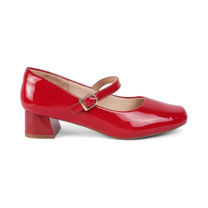 Tresmode Mary Red Women's Dress Block Heel Pumps