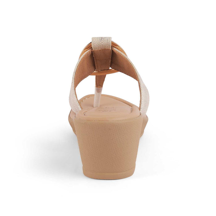 Ming Gold Women's Round Shape Wedge Sandals Tresmode