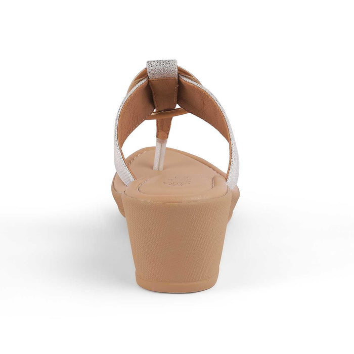 Ming White Women's Round Shape Wedge Sandals Tresmode