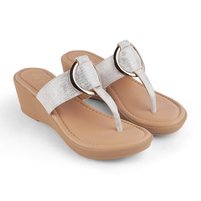 Ming White Women's TPR Sole Wedges Tresmode