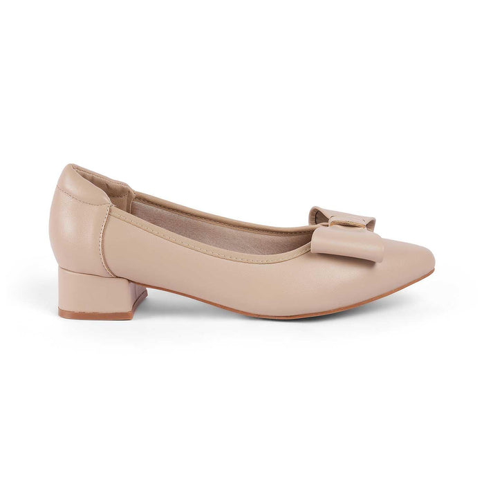 Monalise Beige Women's Block Heel Pumps Tresmode