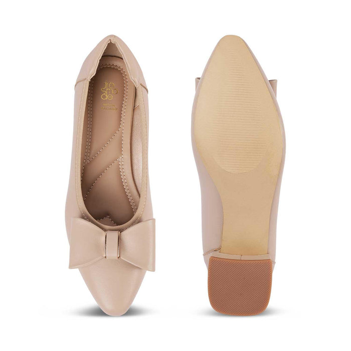 Monalise Beige Women's Fashionable Block Heel Pumps Tresmode