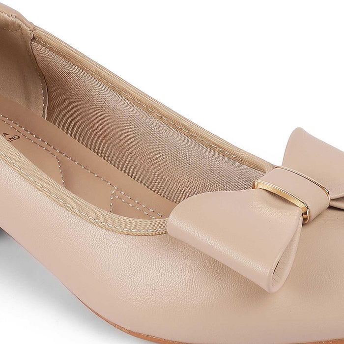 Monalise Beige Women's Dress Block Heel Pumps Tresmode