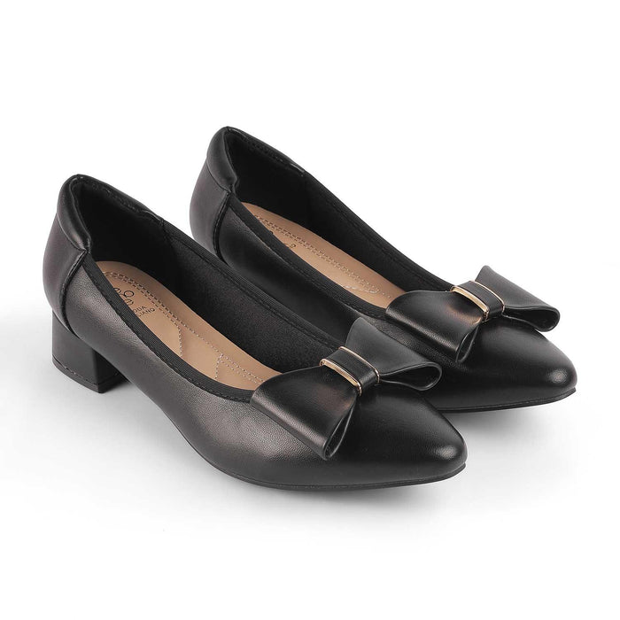 Monalise Black Women's TPR Sole Block Heel Pumps Tresmode