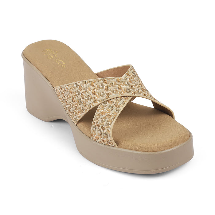 Women's Beige Heel Sandals Tresmode