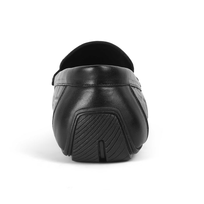 Oxile Black Men's TPR Sole Leather Loafers Tresmode