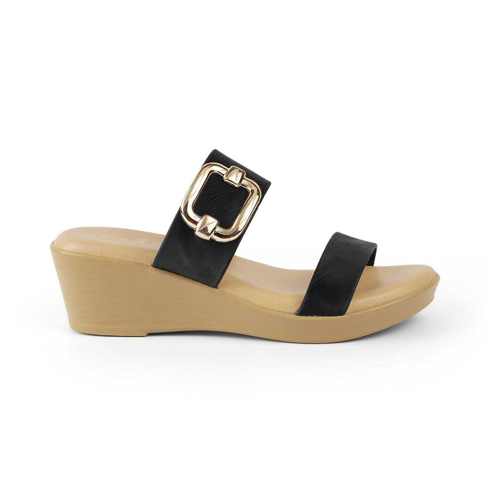 Tresmode Regold Black Women's Dress Wedge Heel Sandals