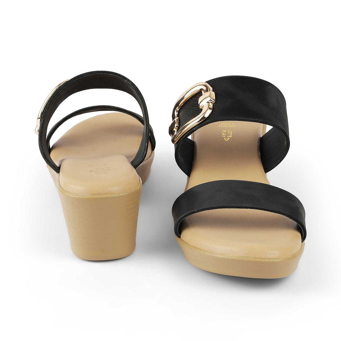 Tresmode Regold Black Women's Dress Wedge Heel Sandals