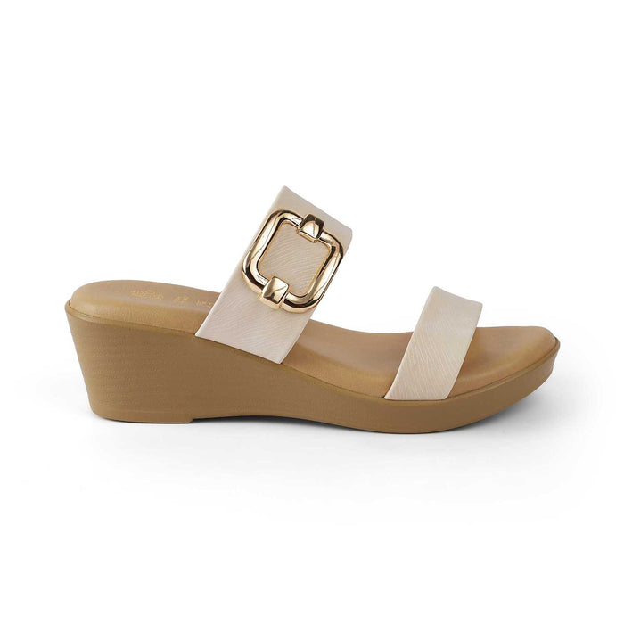 Tresmode Regold Cream Women's Dress Wedge Heel Sandals