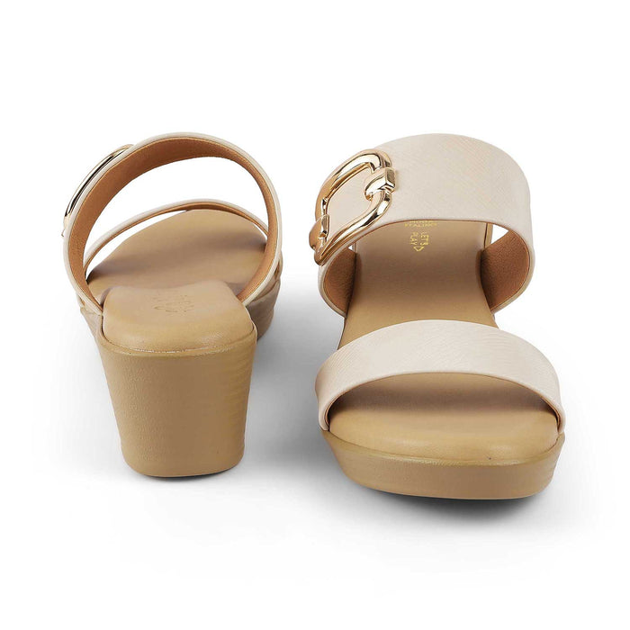 Tresmode Regold Cream Women's Dress Wedge Heel Sandals