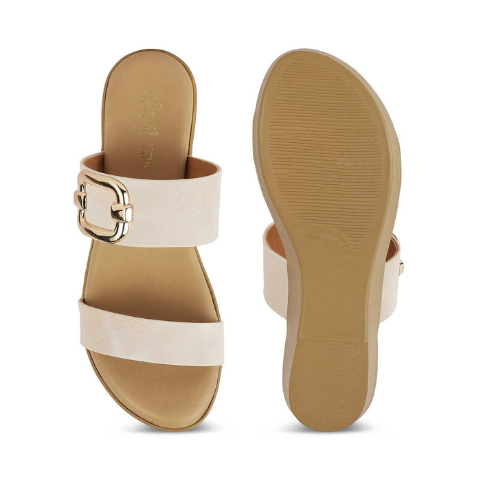 Tresmode Regold Cream Women's Dress Wedge Heel Sandals