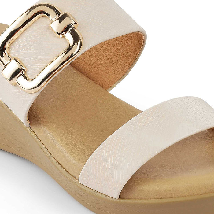 Tresmode Regold Cream Women's Dress Wedge Heel Sandals
