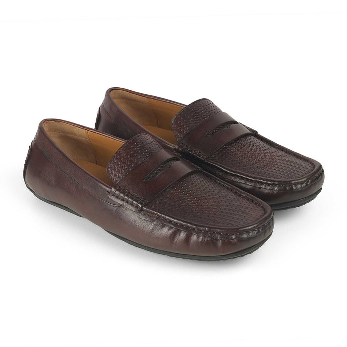 Men's Square Leather Penny Loafers Tresmode