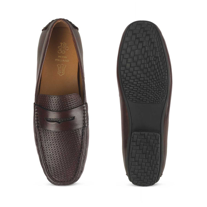 Men's Comfortable Leather Penny Loafers Tresmode
