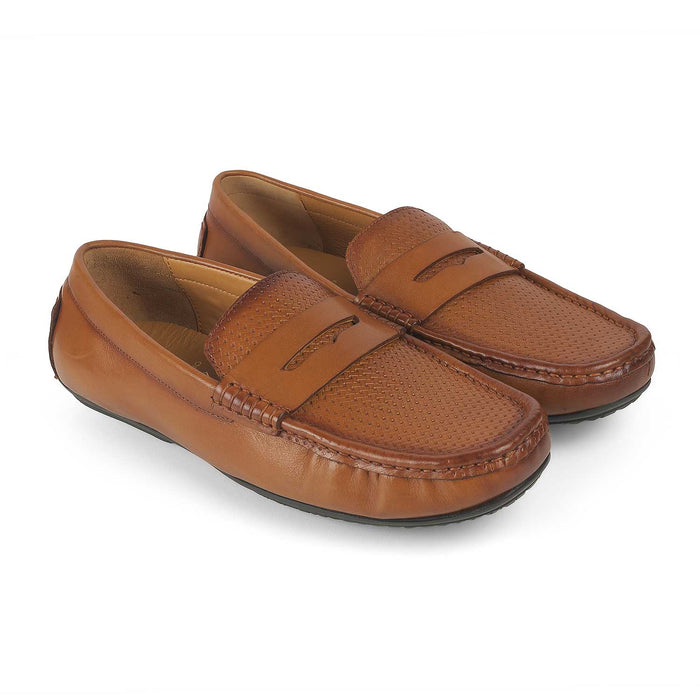 Men's Square Leather Penny Loafers Tresmode