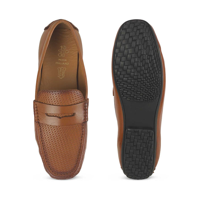 Men's Comfortable Leather Penny Loafers Tresmode