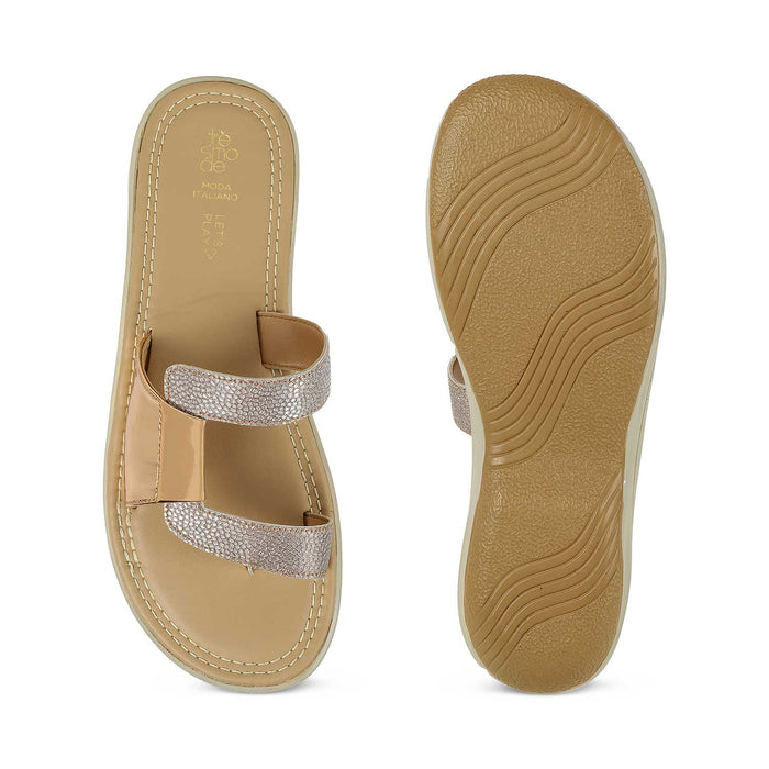 Tresmode Robila Champagne Women's Dress Platform Flats