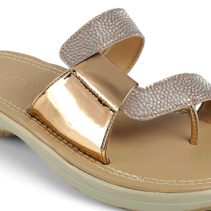 Tresmode Robila Champagne Women's Dress Platform Flats