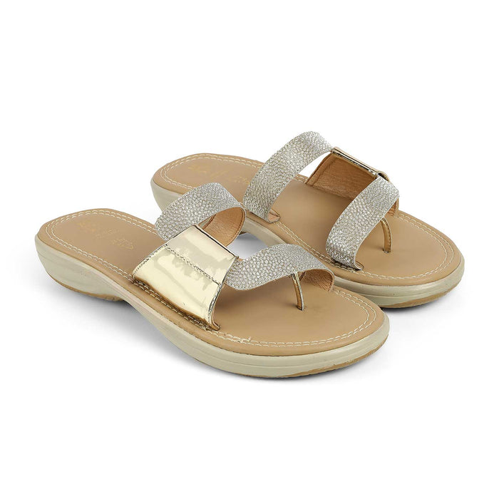 Tresmode Robila Gold Women's Dress Platform Flats