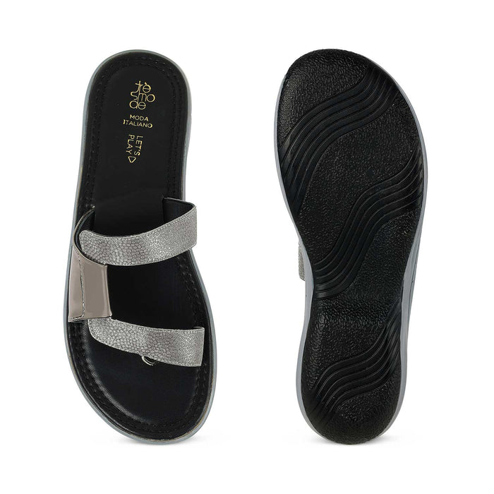Tresmode Robila Pewter Women's Dress Platform Flats