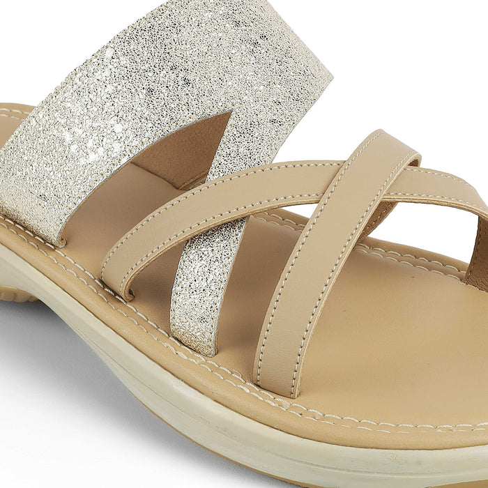 Tresmode Rofila Gold Women's Dress Platform Flats