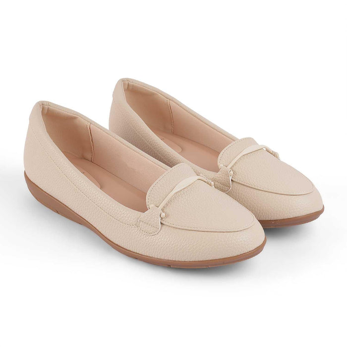 Rujer Beige Women's Round Shape Loafers Tresmode